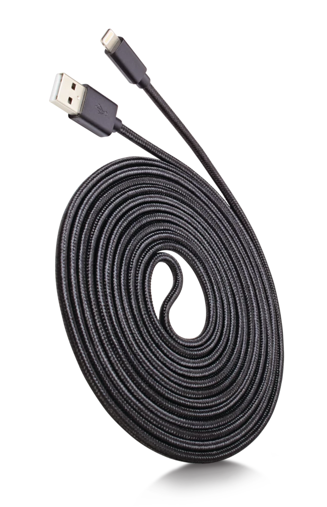 Bluehive Braided MFI USB To Lightning Charger & Sync Cable, For Select Apple Devices, Black, 10-ft