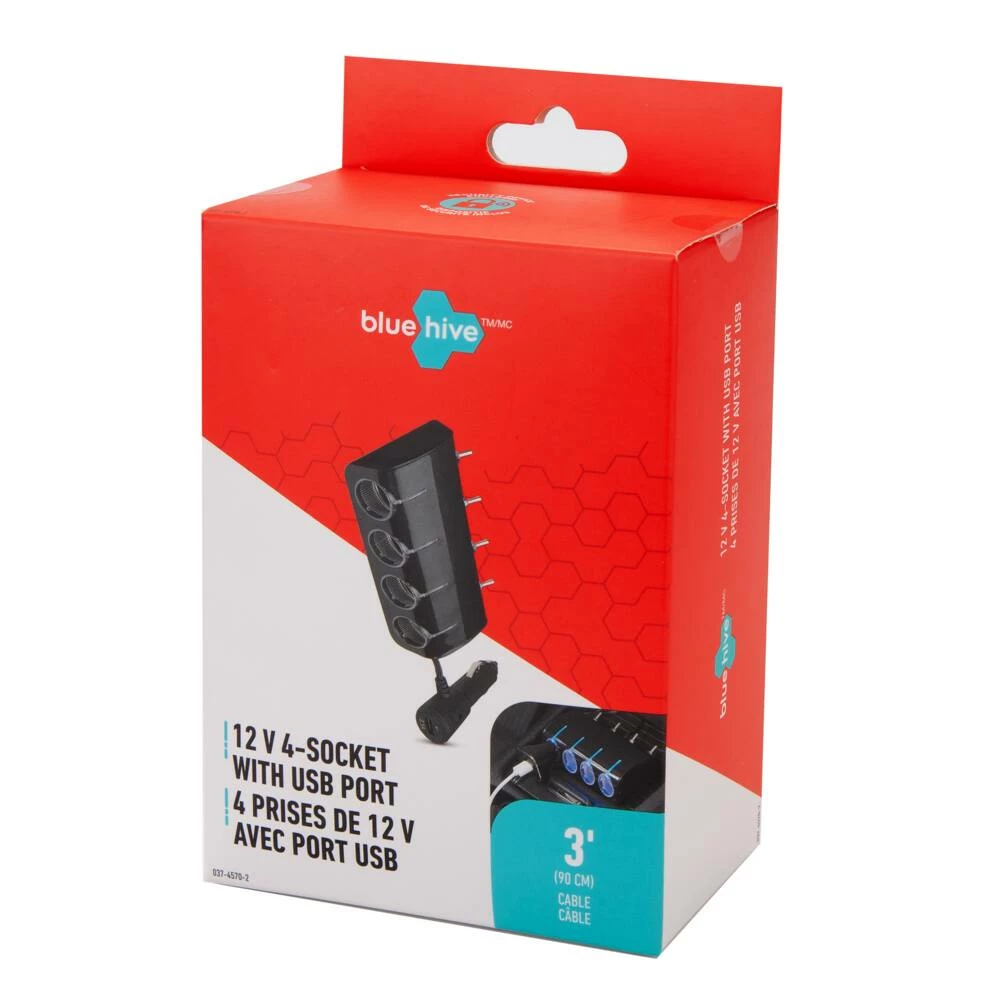 Bluehive 12V 4-Socket With USB Port, LED Power Indicator - Image 4