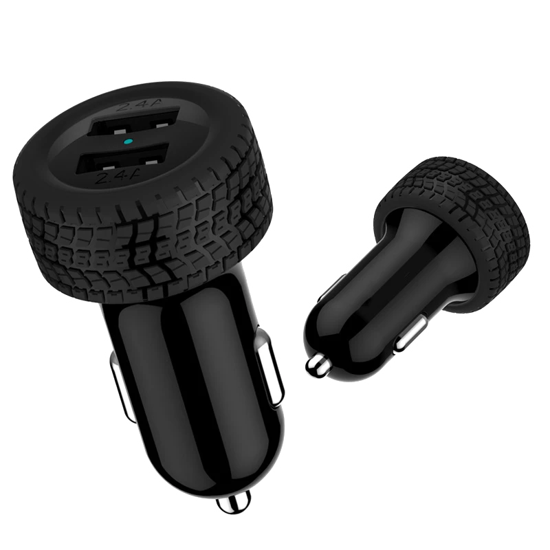Bluehive 24 Watt Tire Pattern Car Charger With Dual USB-A Ports, Black - Image 3