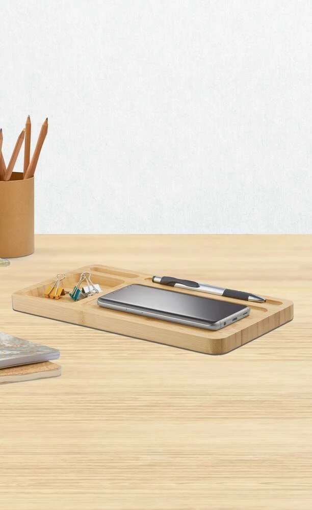 Bluehive 2-in-1 Bamboo Wireless Charging Pad With Desktop Tray - Image 6