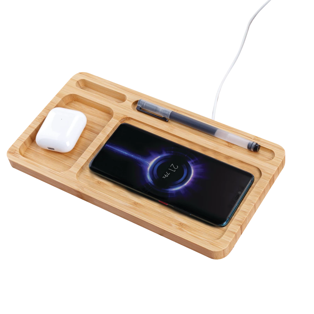 Bluehive 2-in-1 Bamboo Wireless Charging Pad With Desktop Tray - Image 5