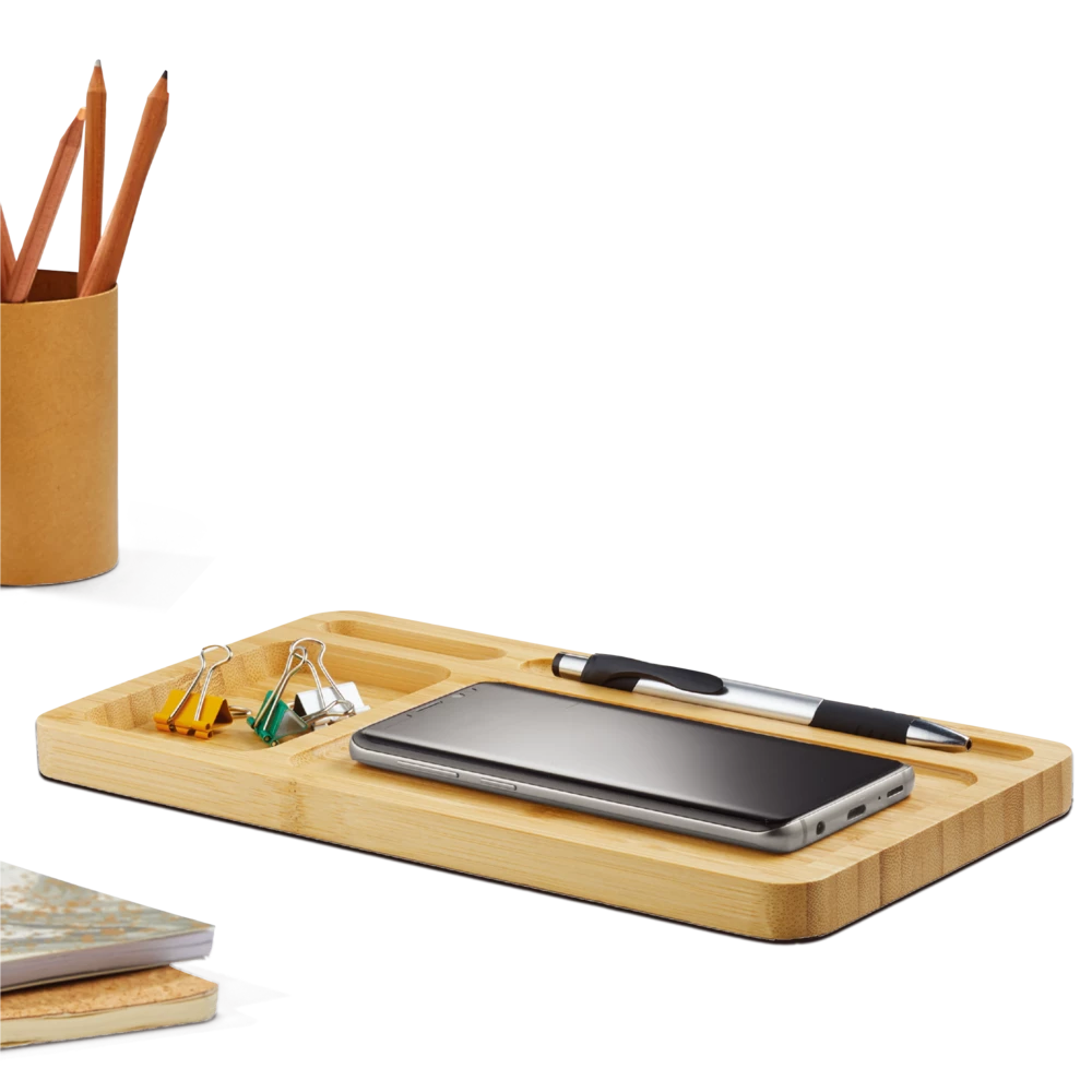 Bluehive 2-in-1 Bamboo Wireless Charging Pad With Desktop Tray - Image 4