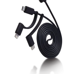 Bluehive 3-in-1 Charger & Sync Cable, For Select Apple & Android Devices, Black, 6-ft