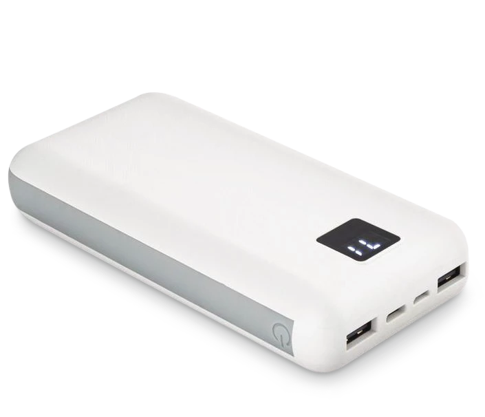 Bluehive 3-Port 16,000 MAh Portable Power Bank With Digital Screen, Compatible With IPods, IPhones And Most Mobile Devices, White