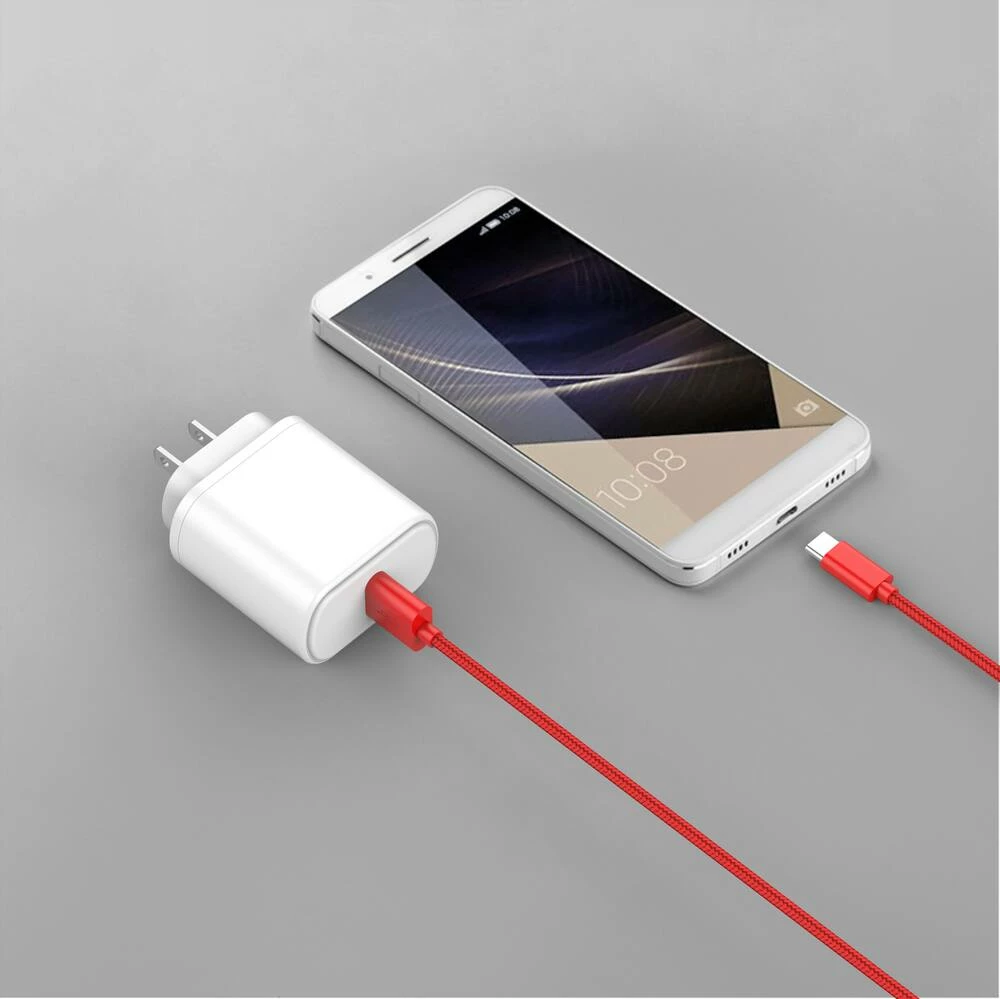 Bluehive Braided Type-C Charger & Sync Cable, Red, 3-ft - Image 4