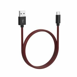 Bluehive Type-C Charger & Sync Cable, Fishnet, Red, 3-ft