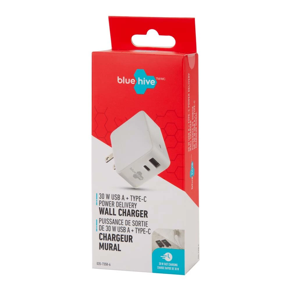 Bluehive 30W USB A + Type C Power Delivery Wall Charger, Compatible With Most Smartphones - Image 3