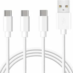 Bluehive Type-C Charger & Sync Cable, For Select Apple & Android Devices, White, 3-pk