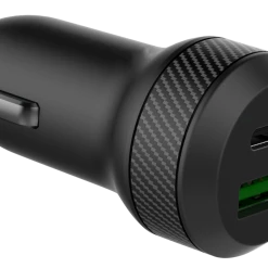 Bluehive 45 Watt Carbon Fiber Car Charger With USB-C & USB-A Ports, Black