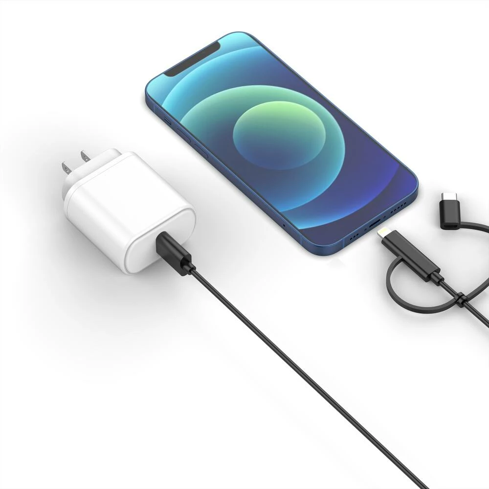 Bluehive 3-in-1 Charger & Sync Cable, For Select Apple & Android Devices, Black, 6-ft - Image 3