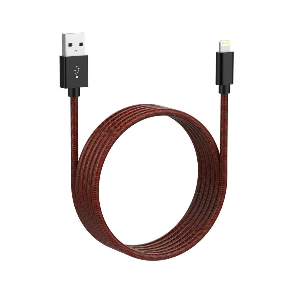 Bluehive Lightning Charger & Sync Cable, Fishnet, Compatible With Select Apple Devices, Red, 6-ft