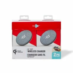 Bluehive Fabric Wierless Charging Pad, Compatible With Qi-Enabled Devices, Black, 2-pk