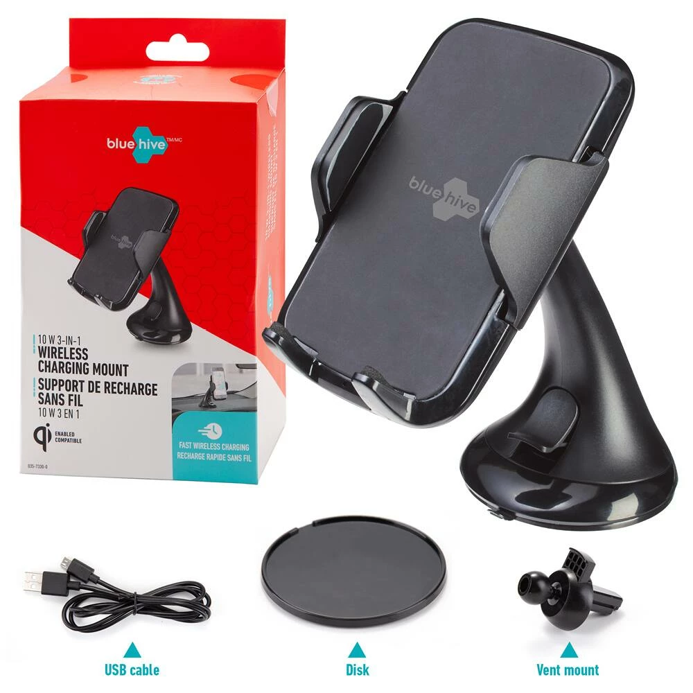 Bluehive 10W Wireless Charging Dash & Vent Phone Mount Compatible With Qi-Enabled Devices, With 360° Swivel Mount - Image 5