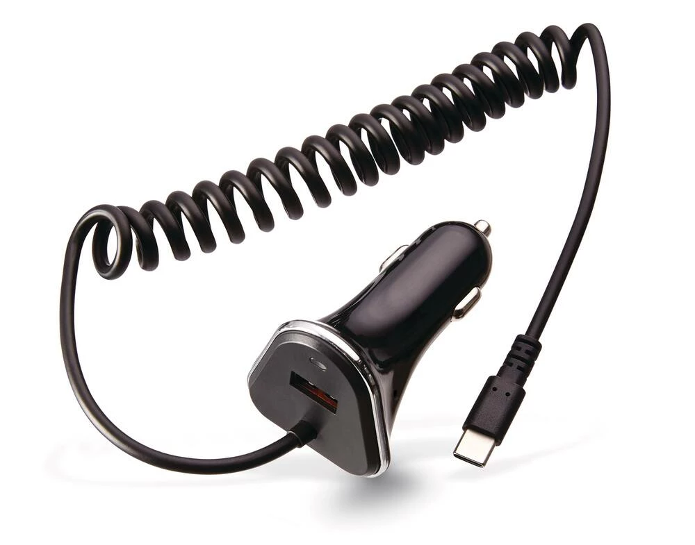 Bluehive 18W Car Charger With USB-C Coil Cable, Compatible With Most Devices