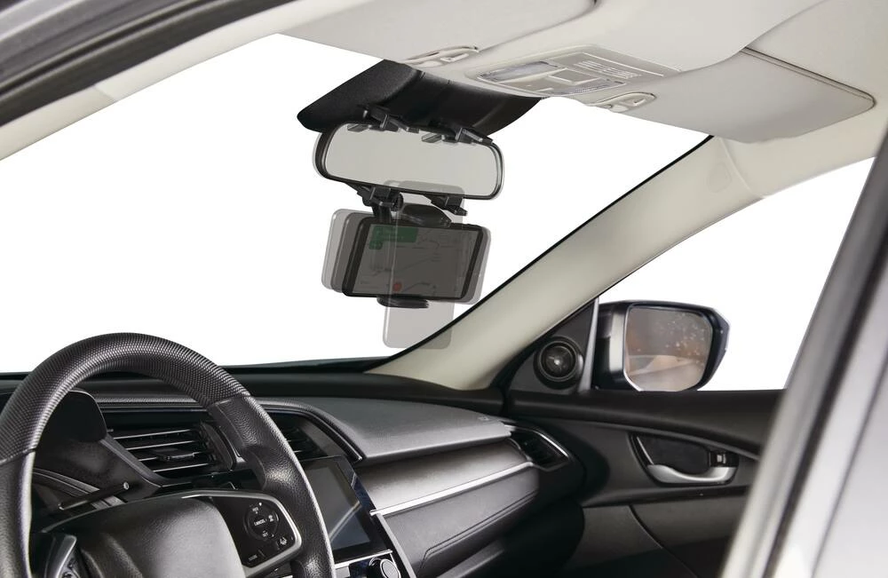 Bluehive Rearview Mirror Phone Mount Secure Fit For Phones Up To 3.25-in, Black - Image 3