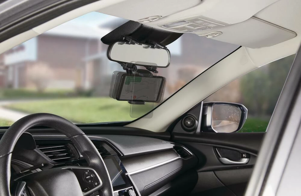 Bluehive Rearview Mirror Phone Mount Secure Fit For Phones Up To 3.25-in, Black - Image 4